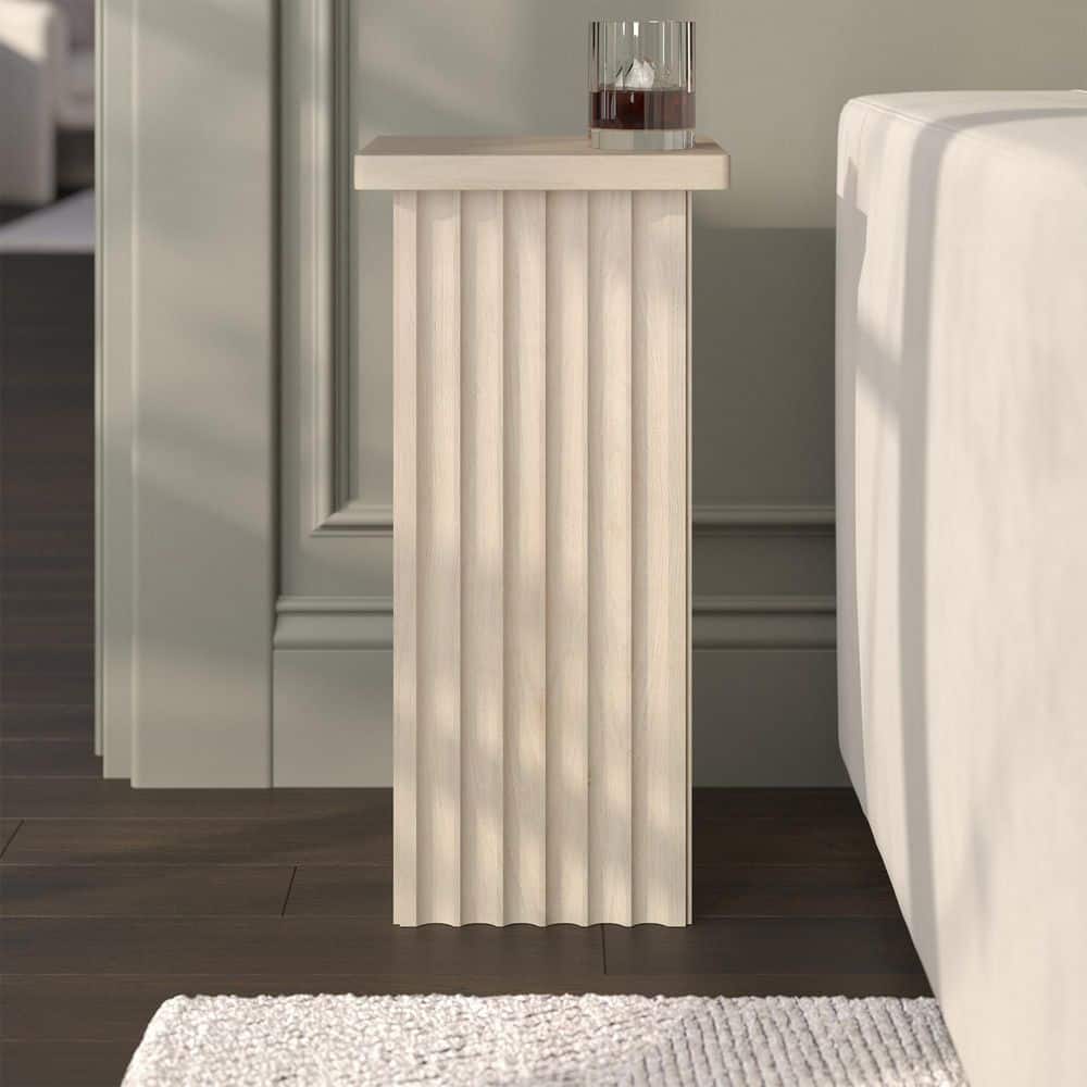Bourne 10.75 in. Satin Walnut Square MDF Top End Table