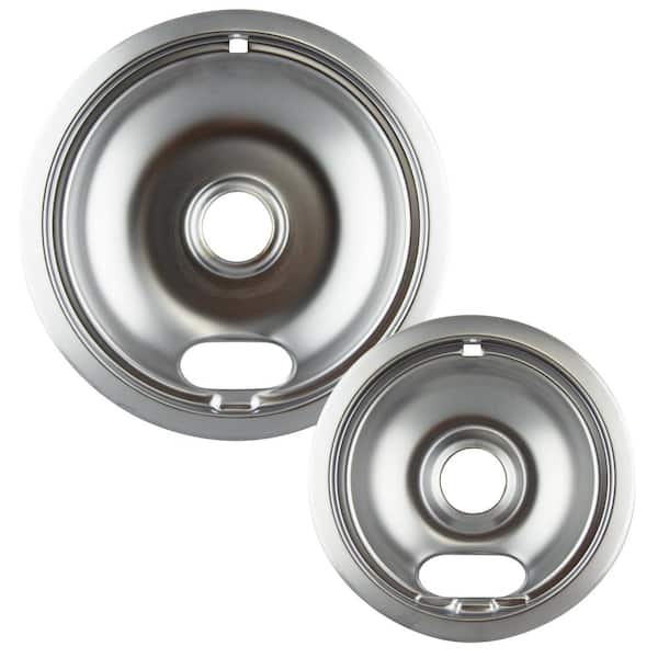 Style A 6 in. Small and 8 in. Large Drip Pan in Chrome (2-Pack)