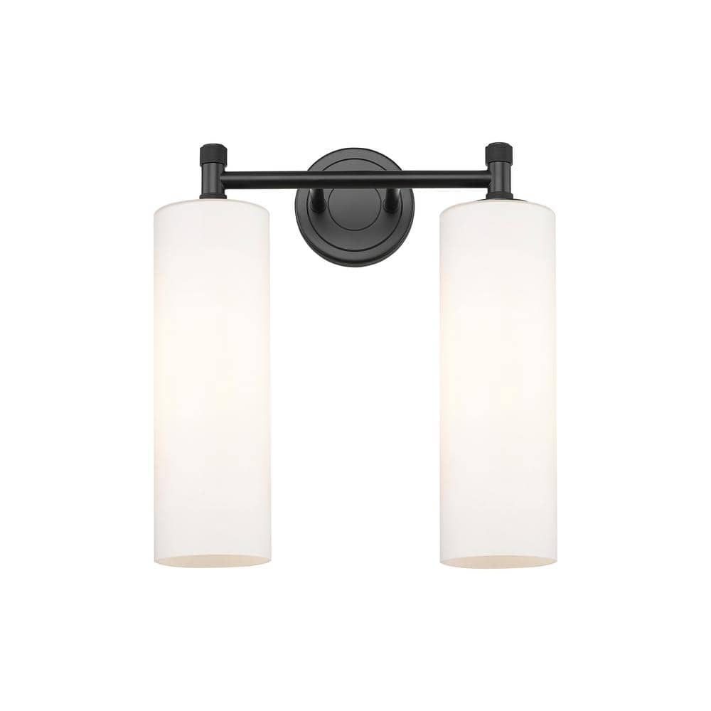 Crown Point 13.88 in. 2-Light Matte Black Vanity Light with Glass Shade price history on PriceWatchPro