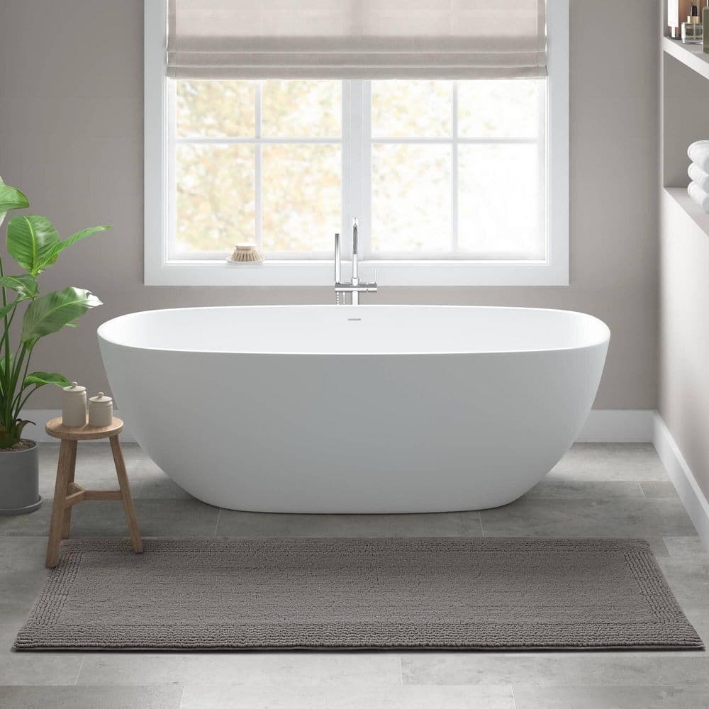 Gray Cotton Tufted Reversible Bath Rug Set