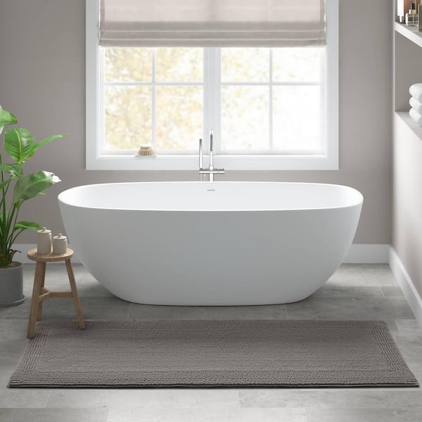MADISON PARK Signature Splendor 24 in. x 72 in. Gray 100% Cotton Tufted 3000 GSM Reversible Bath Rug