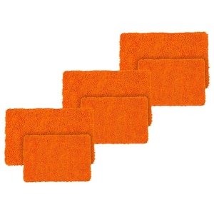 Orange 6-Piece Chenille Bath Mat Set