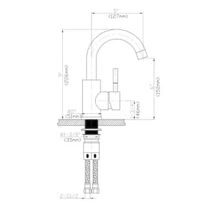 Bar Sink Faucet Single-Handle Single Hole Bathroom Faucet with Deck Plate and Hose in Brushed Nickel