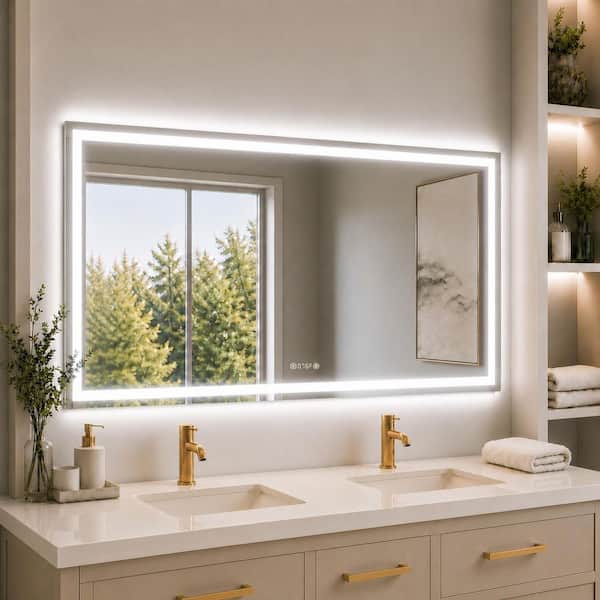 Luma Pro 72 in. W x 36 in. H Rectangular Frameless LED Light Dimmable Anti-Fog Wall Bathroom Vanity Mirror