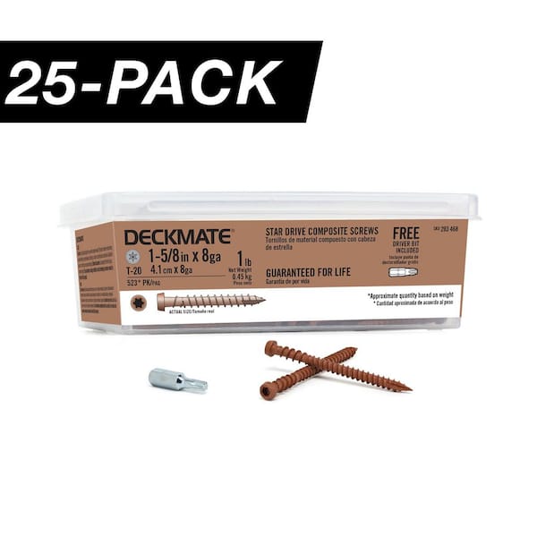 25-Pack #8 x 1-5/8 in. Red Star Drive Pan-Head Composite Deck Screws (25 lb. / 3,075-Piece)