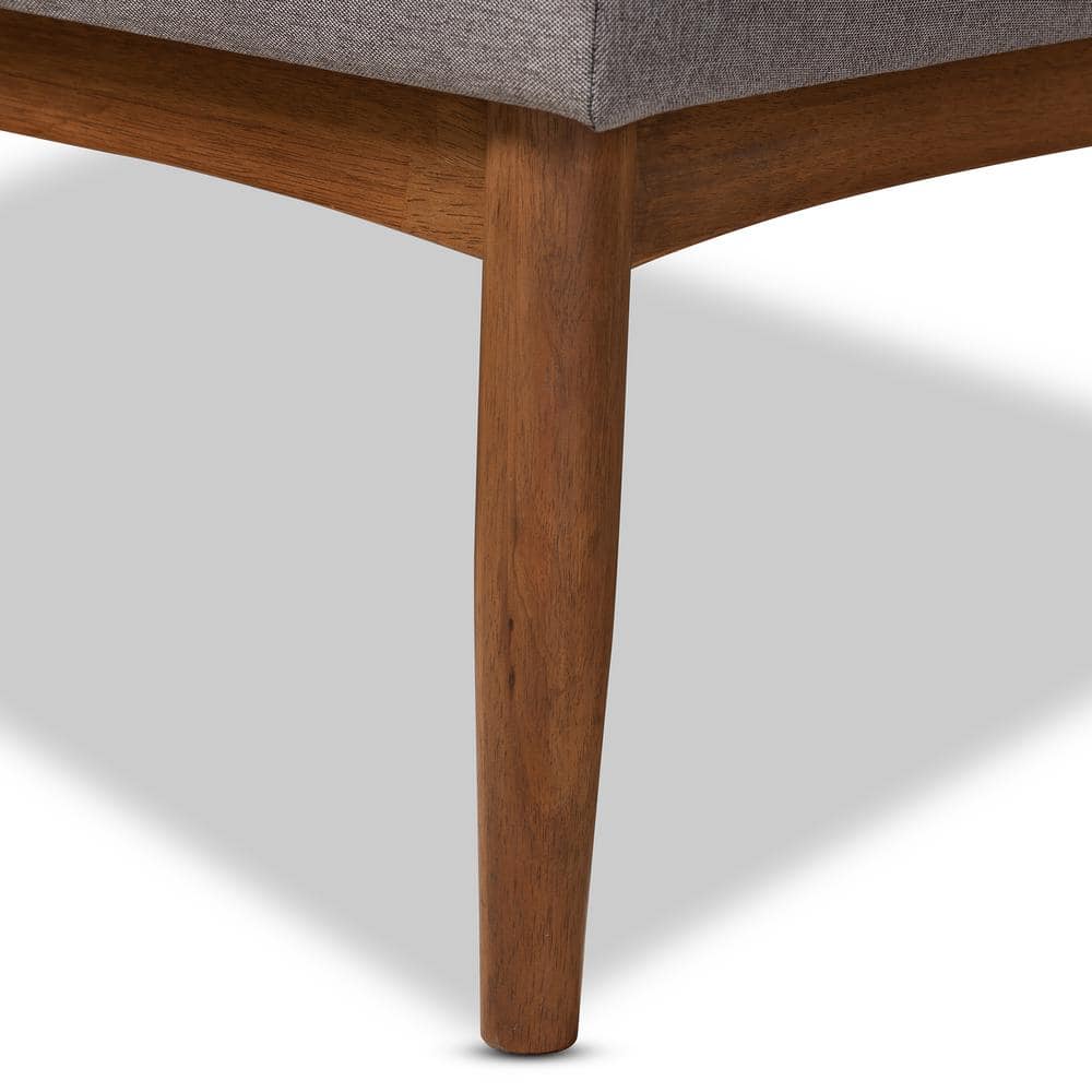 Gray Tufted Linen Two-Piece Armless Wood Banquette Set