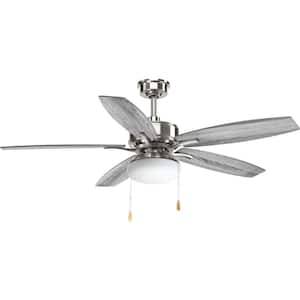 Billows 52 in. Indoor Brushed Nickel Traditional Ceiling Fan with 3000K Light Bulbs Included with Remote for Living Room
