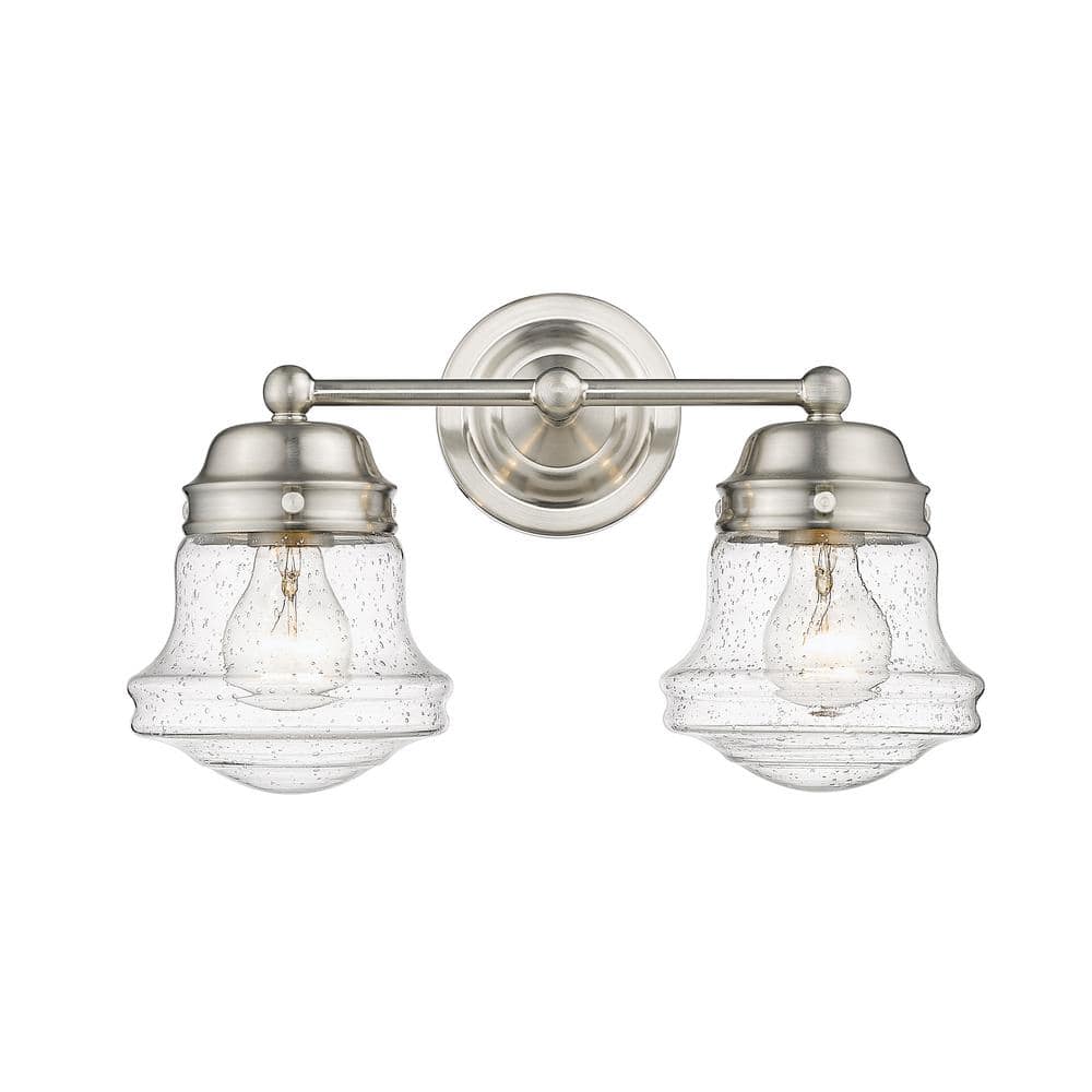Vaughn Brushed Nickel 15.5" Industrial Schoolhouse Vanity Light