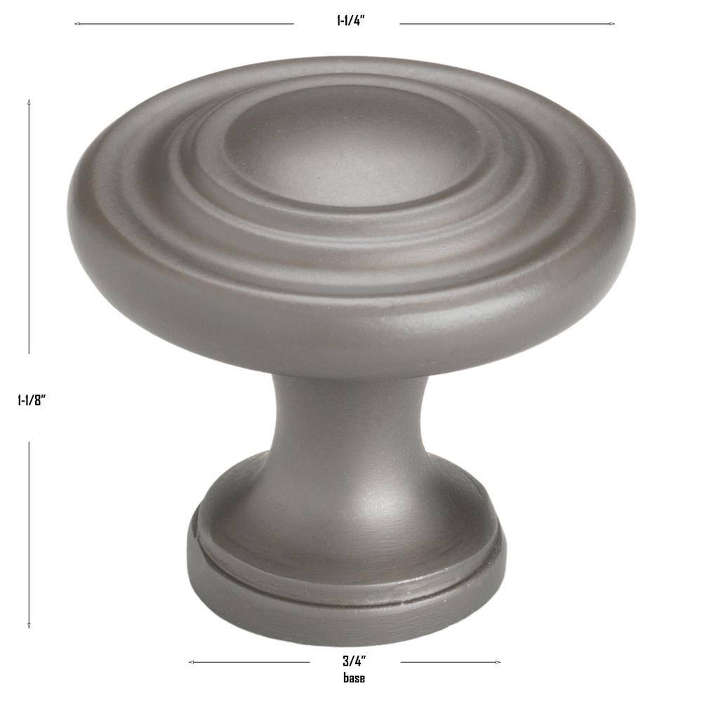 Graphite Gray Round Zinc Alloy Cabinet Knob with Satin Finish