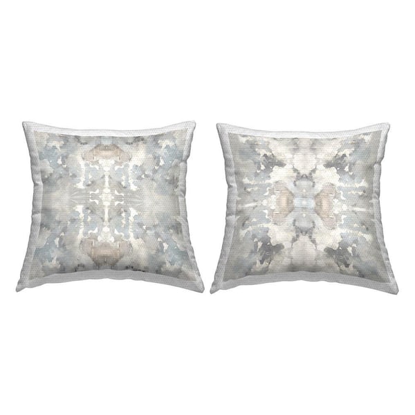 Soft Abstract Pattern Grey Square Outdoor Throw Pillow 2-Pack