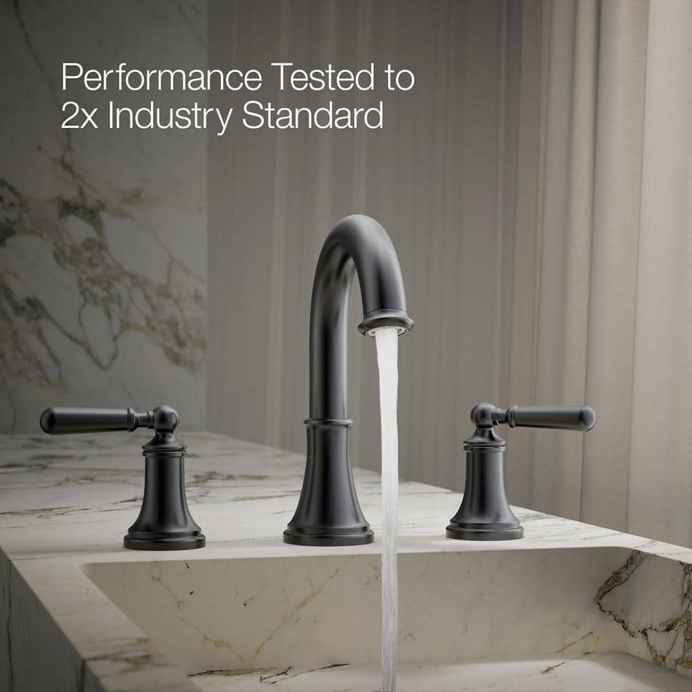 Matte Black 8 in. Widespread Double Handle Bathroom Faucet