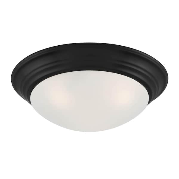 Tap 14 in. Transitional Matte Black Medium-Base (E26) Bulb Flush Mount for Kitchens