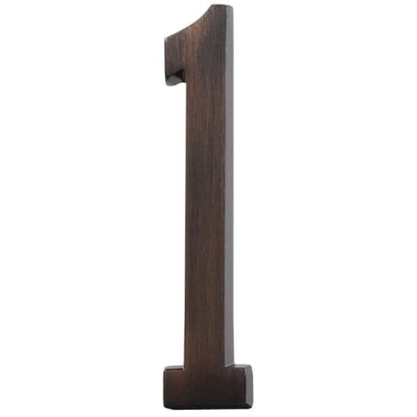 Everbilt 4 in. Flush Mount Aged Bronze Self-Adhesive House Number 1