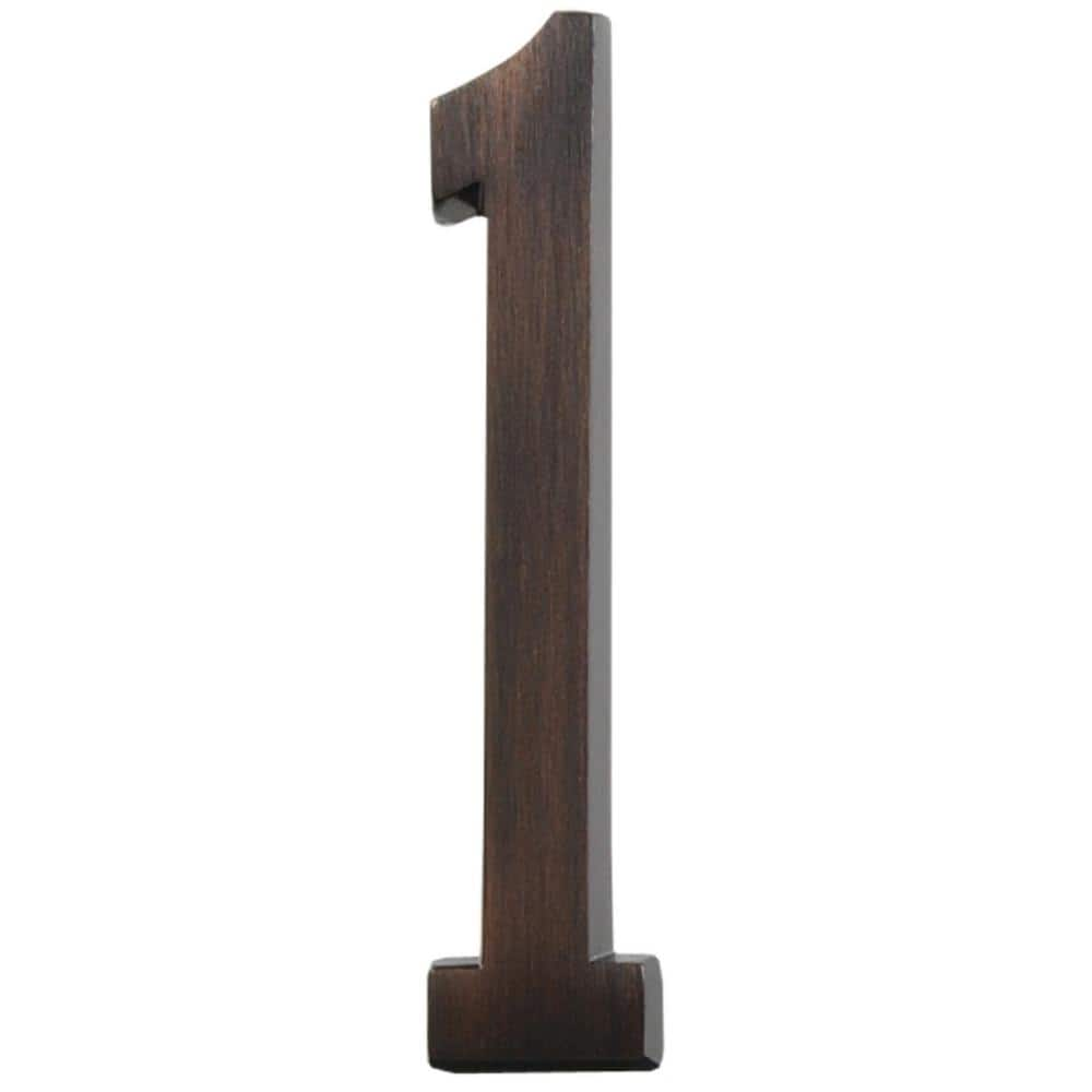 Everbilt 4 in. Aged Bronze Flush Mount Self-Adhesive House Number 1 ...