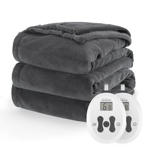 84 in. x 90 in. Nordic Premium Heated Electric Blanket, Queen Size, Dark Shadow