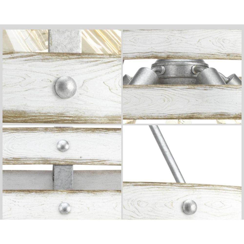 Gulliver 27.75" Galvanized Steel Farmhouse Drum Pendant with Wood-Grained Accents