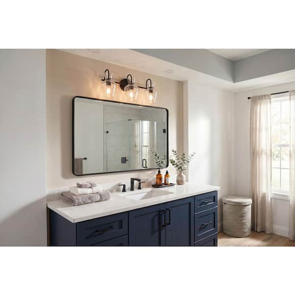 Quoizel Hollis 22 in. 3-Light Matte Black Vanity Light with Clear