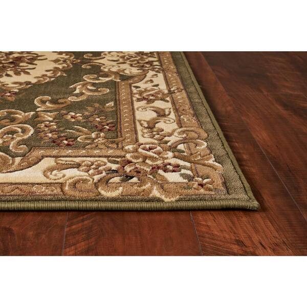 Traditional Morrocan Green/Ivory 9 ft. x 13 ft. Area Rug