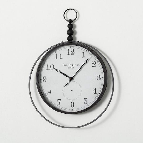 SULLIVANS 27.25 in. Modern Black Round Wall Clock, Wood
