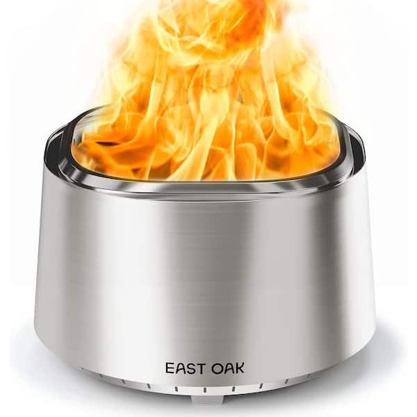 EAST OAK Camber Smokeless Fire Pit 21 in. Stainless Steel Removable Ash Tray Perfect for Patios and Decks