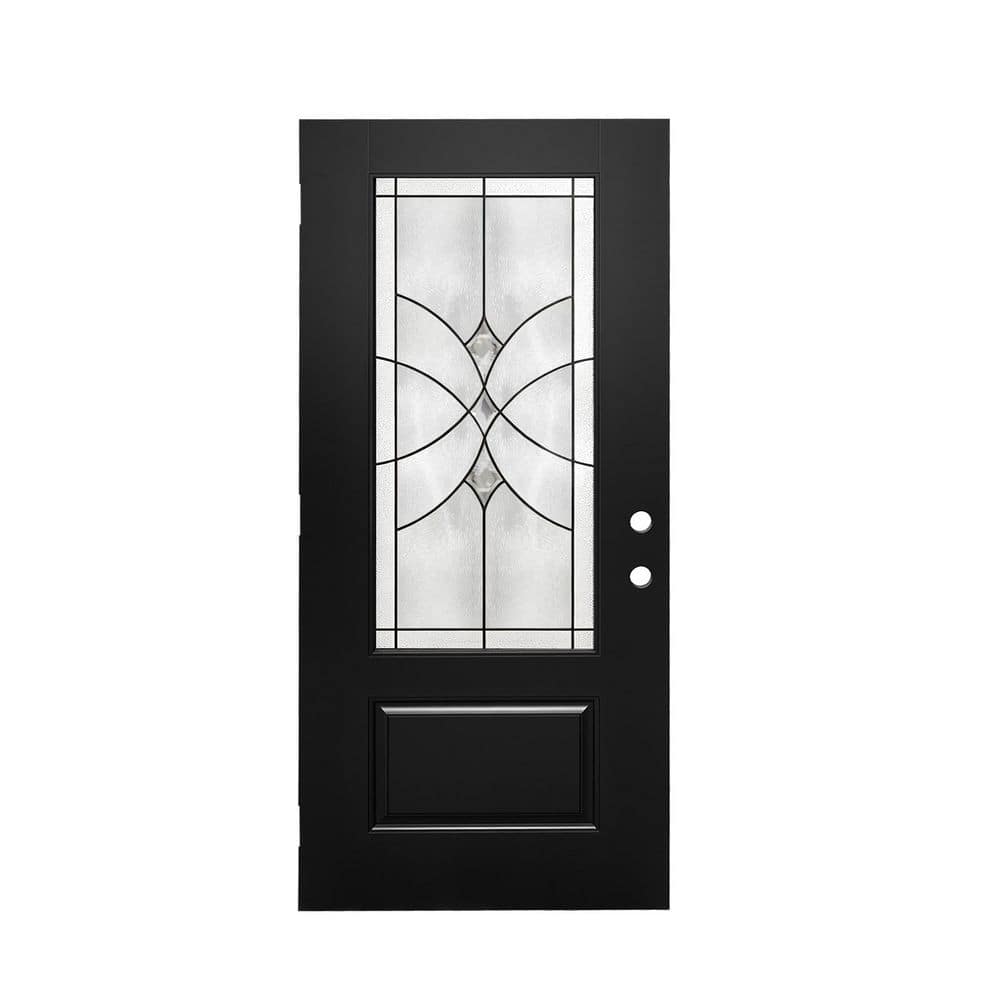 36 in. x 80 in. Left-Hand/Inswing Fiberglass Entry Door Slab, Clear Glass Black Finished Fiberglass Front Door Slab price history on PriceWatchPro