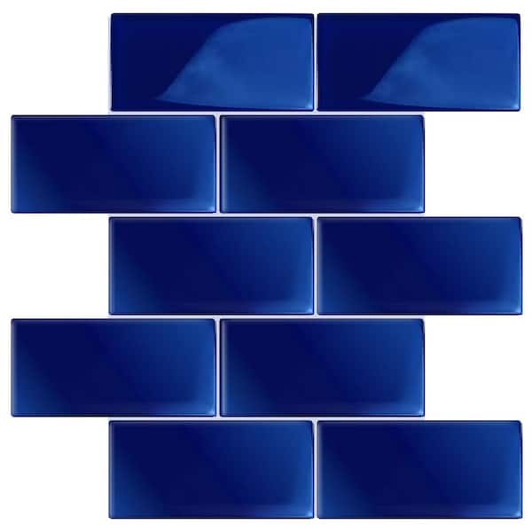 Apollo Tile Blue 3 in. x 6 in. Polished Glass Mosaic Tile Sample (0.12 sq. ft./Piece)