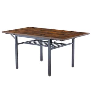 Modern Industrial Rustic Brown Wood 63.2 in. Metal 4 Legs Extendable Dining Table with Drop Leaf(Seats 6)