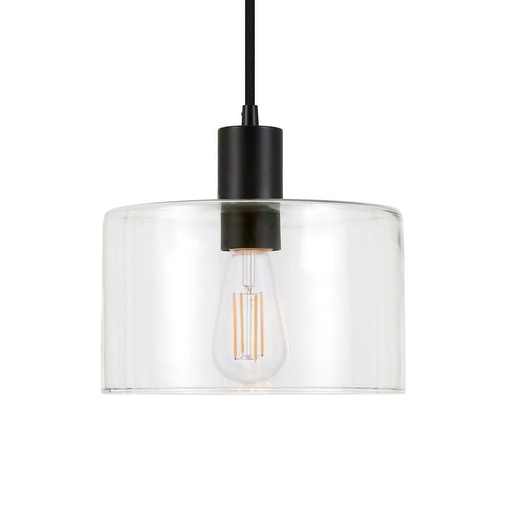 Coastal Beach House Bronze Pendant with Clear Glass Drum Shade