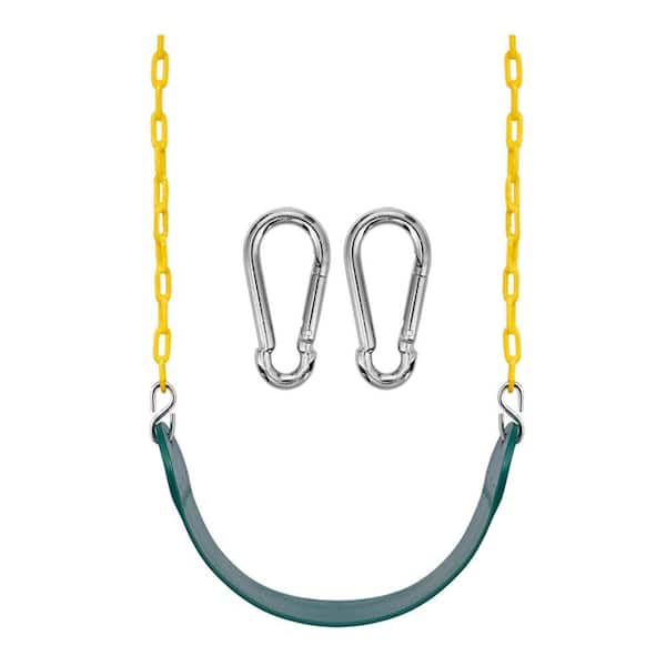 Green Playground Swing Seat with Yellow Safety Chain Green Belt Swing Seats with 66 in. Chains and Snap Hooks 2  main image 2