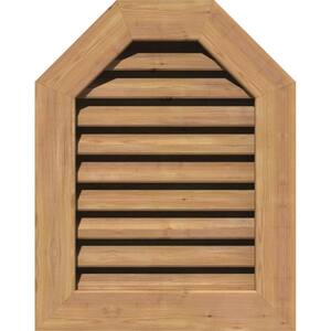 29 in. x 41 in. Octagon Unfinished Smooth Western Red Cedar Wood Paintable Gable Louver Vent