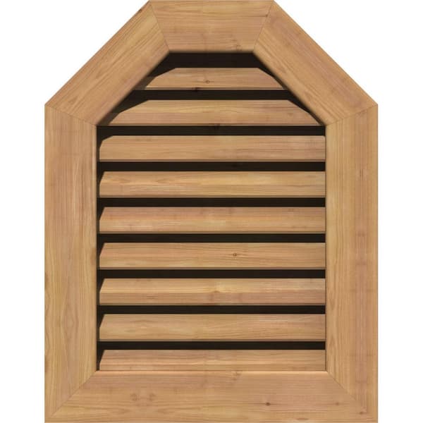 35 in. x 25 in. Octagon Unfinished Smooth Western Red Cedar Wood Built-in Screen Gable Louver Vent