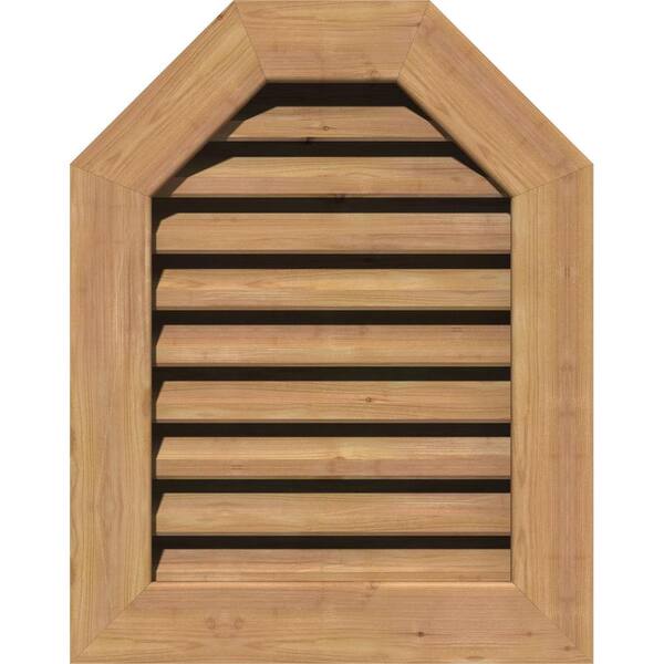 Ekena Millwork 41 in. x 19 in. Octagon Unfinished Smooth Western Red Cedar Wood Built-in Screen Gable Louver Vent
