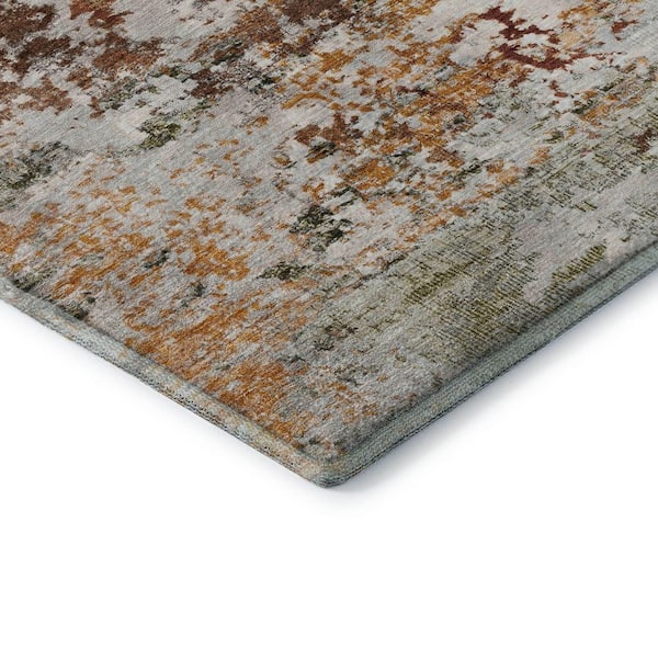 Mayfield Premium Machine Washable Abstract AMF1830 Terracotta 2 ft. 3 in. x 7 ft. 6 in. Runner Rug