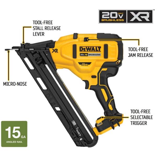 DEWALT DCN650B 20V MAX XR Lithium-Ion Cordless 15-Gauge Angled Finish Nailer (Tool Only) - 2