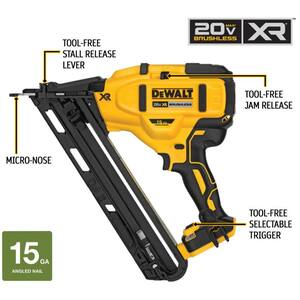 20-Volt MAX XR Lithium-Ion Cordless 15-Gauge Angled Finish Nailer (Tool-Only)