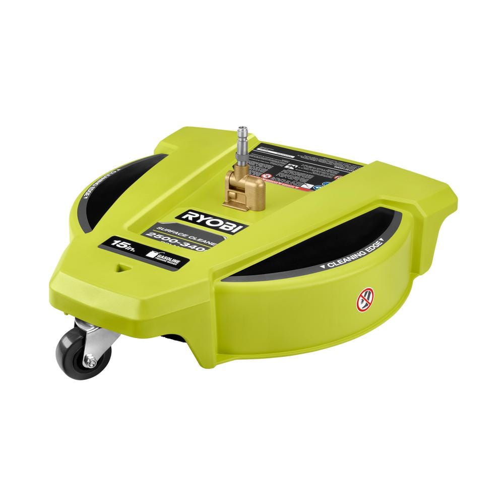 RYOBI 15 in. 3400 PSI Gas Pressure Washer Surface Cleaner with Caster ...