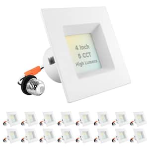 4 in. 14W=75W Square LED Can Lights 5-Color Selectable Remodel Integrated LED Recessed Light Kit Dimmable (16-Pack)