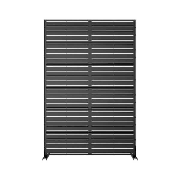 1-Piece 72 in. x 47 in. Freestanding Metal Outdoor Privacy Screen Rectangle Black Decorative Art Panel for Backyard