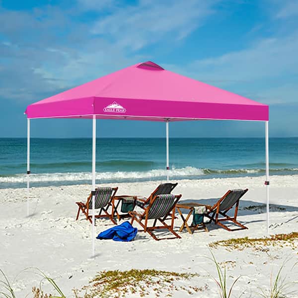 EAGLE PEAK 10 ft. x 10 ft. Pink Pop Up Canopy Tent Instant Outdoor