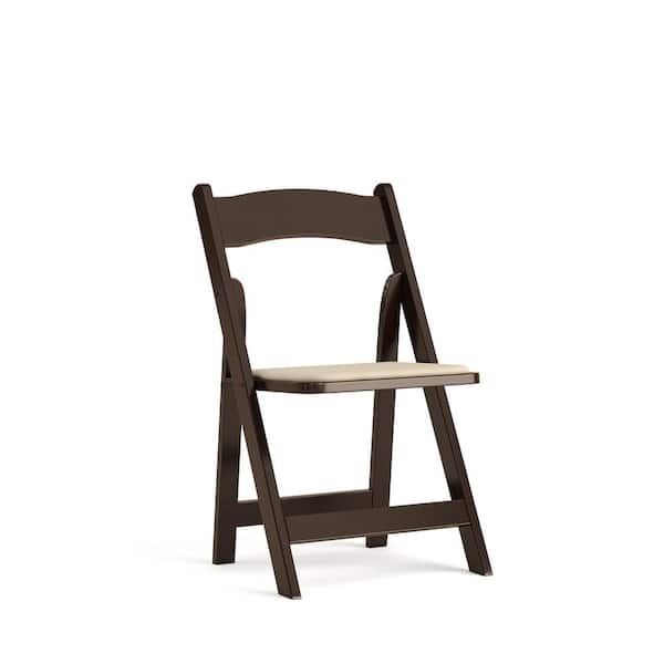 Flash Furniture Hercules Series Fruitwood Wood Folding Chair with Vinyl Padded Seat