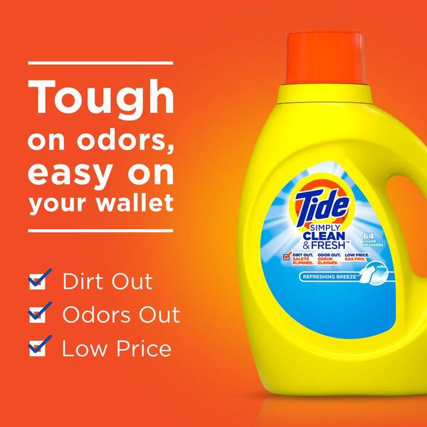 Tide 128 fl. oz. Simply Clean and Fresh Refreshing Breeze Scent Liquid  Laundry Detergent (89-Loads) 003700044311 - The Home Depot