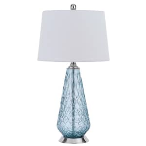 27 in. H Aqua Blue Glass Table Lamp