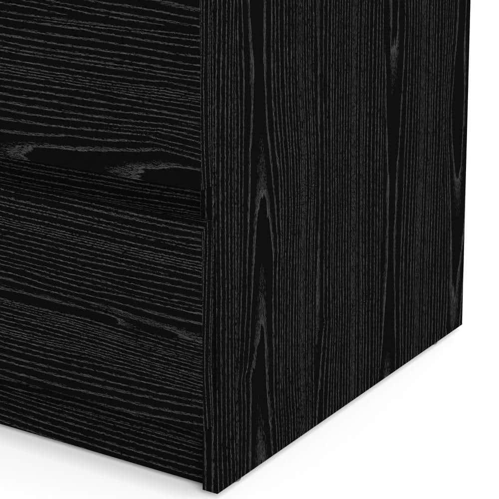 Black Woodgrain Vertical 5-Drawer Chest with Extra Deep Drawer