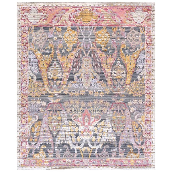 Jewel 9 ft. x 12 ft. Gray/Pink Distressed Area Rug