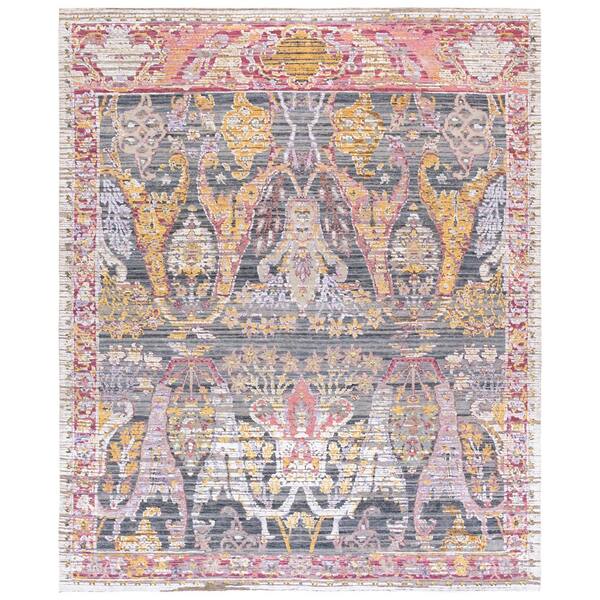Jewel Of India 10 ft. x 14 ft. Gray/Pink Persian Area Rug