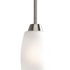 Wisten 4 in. 1-Light Brushed Nickel Mini Pendant with Etched Glass Shade