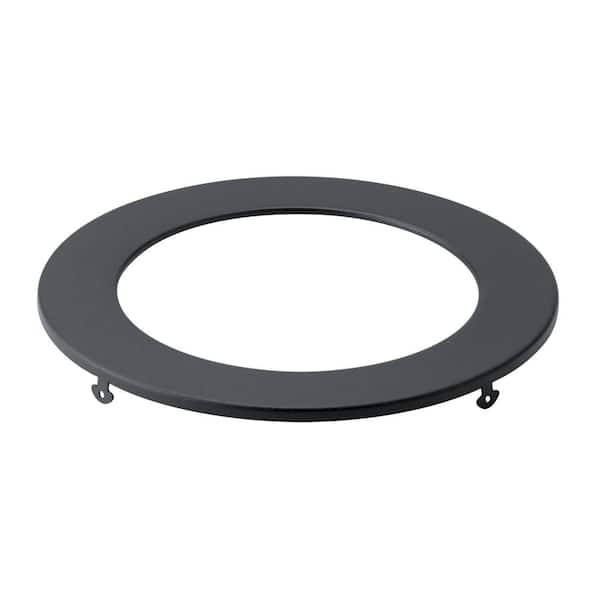 Direct-to-Ceiling 6 in. Textured Black Round Ultra-Thin Recessed Light Trim (1-Pack)