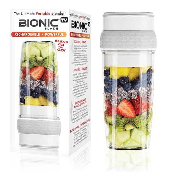 BIONIC BLADE 26 oz. Single Speed White Rechargeable Portable Bionic 6-Blade Blender