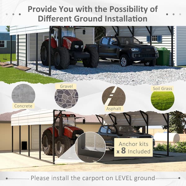 VEIKOUS 20 ft. W x 20 ft. D Carport Metal Car Canopy and Shelter