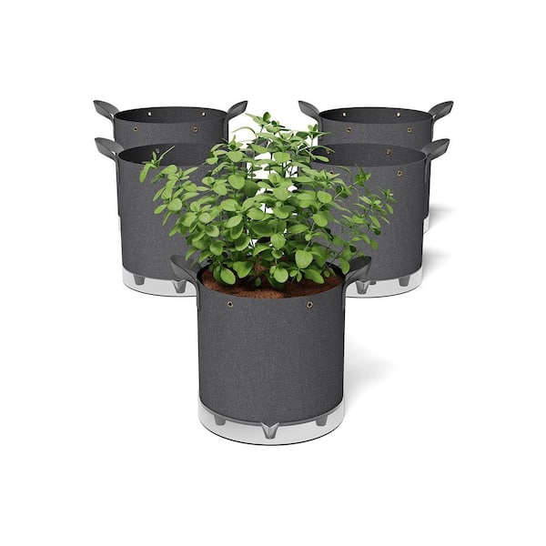 7 Gal. Thick Nonwoven Fabric Tree Watering Bag for Slow Release Drip Irrigation Self-Watering Grow Bags 5 Pack